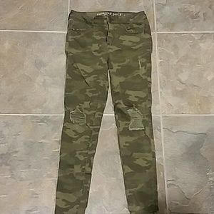 American Eagle camo ripped jeans